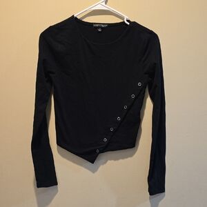 H&M Black Long Sleeve Top with Eyelet Detail